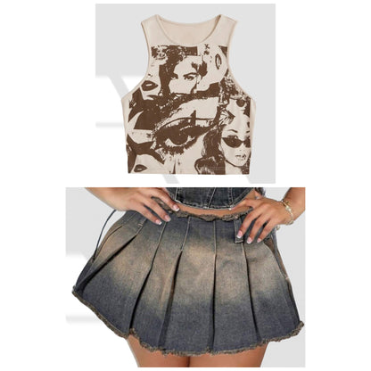 Graphic Top X Skirt Set