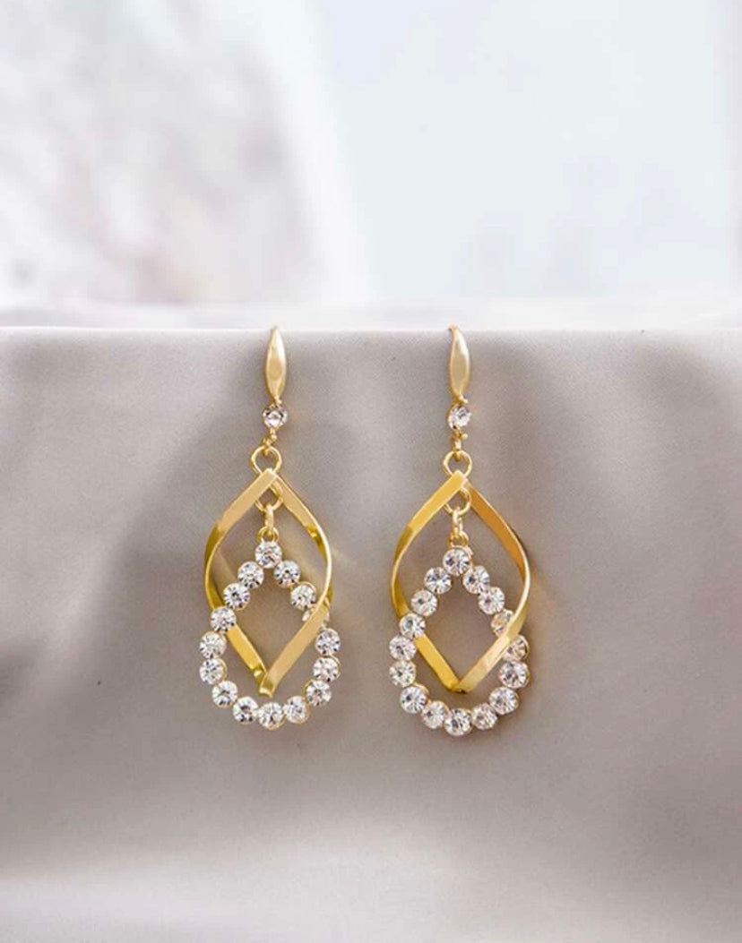 Small Rhinestone Water Drop Earrings