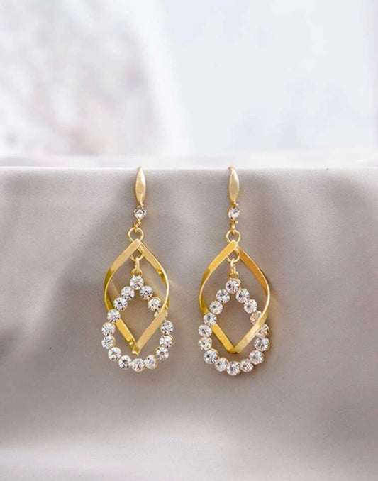 Small Rhinestone Water Drop Earrings