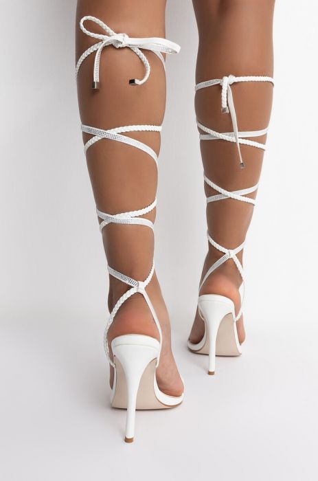 Rhinestone & Braided Stiletto Strapped Heels